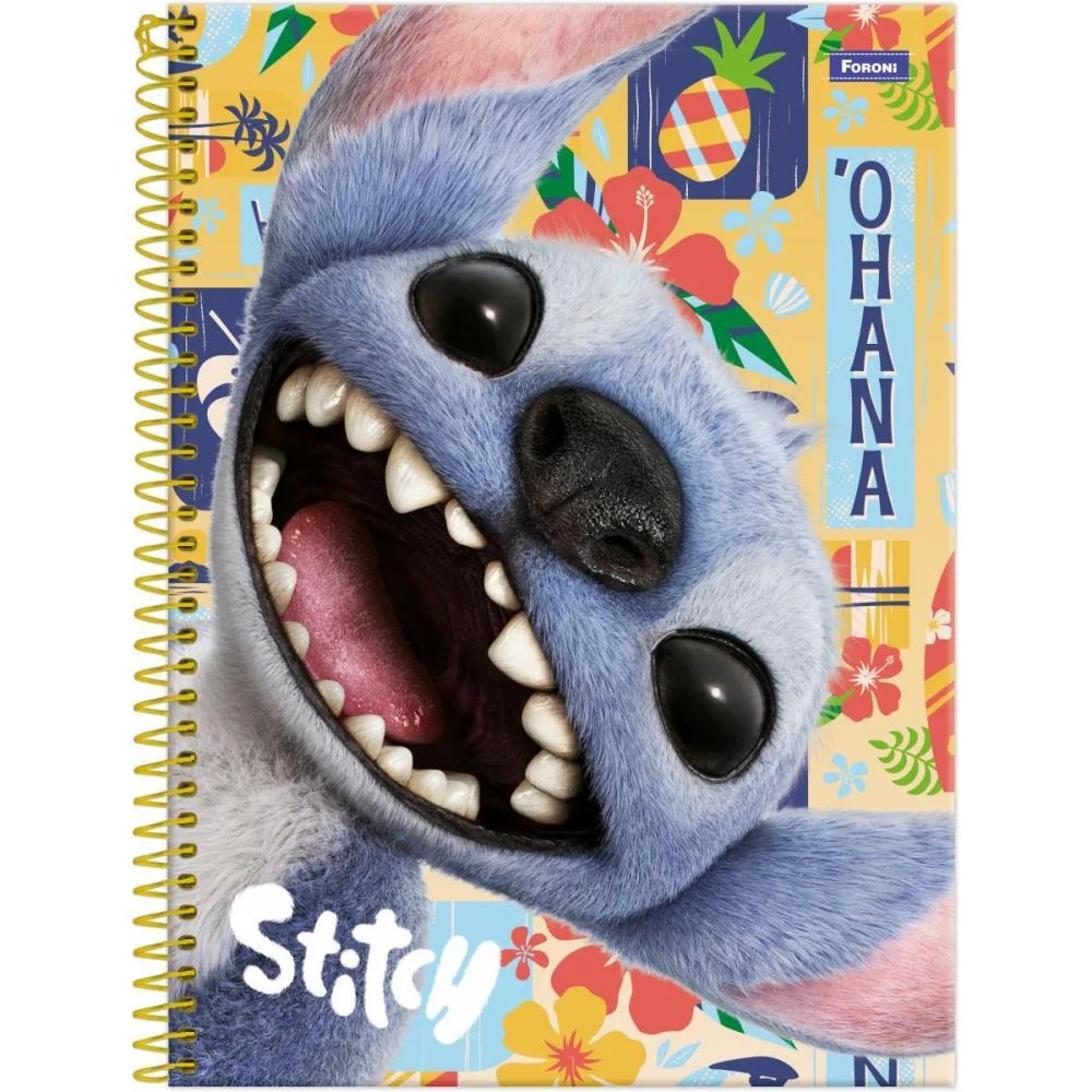 Caderno 10X1 Capa Dura Stitch Movie 160F Foroni (Pct.c/04)