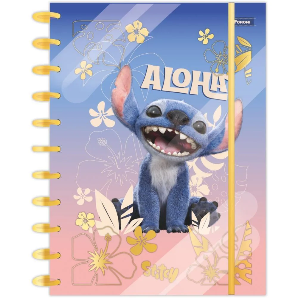 Caderno 10X1 Capa Dura Stitch Movie Disco 160F Foroni (Unidade)