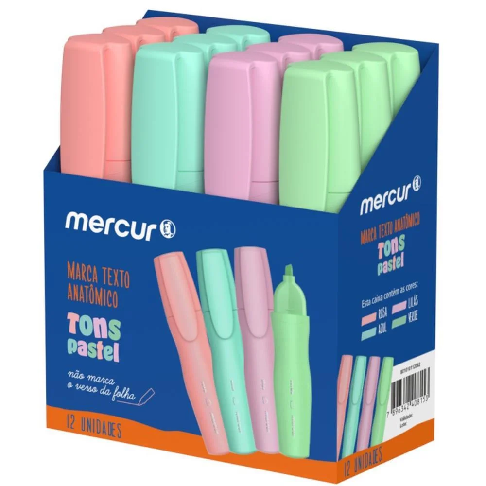 Caneta Marca Texto Tons Pastel Anatomico (S) Mercur (Cx.c/12)