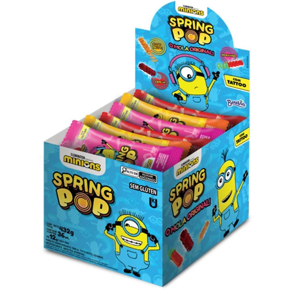 Doce Spring Pop Minions C/Tatoo (S) Bazooka Candy (Dp.c/36)