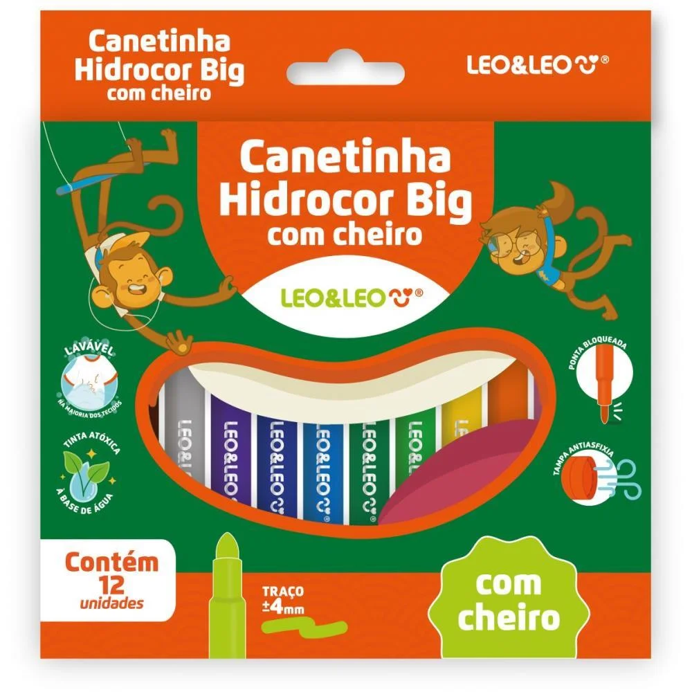 Caneta Hidrografica Jumbo Leo E Leo Big C/Aroma 12 Core Leonora (Estojo)