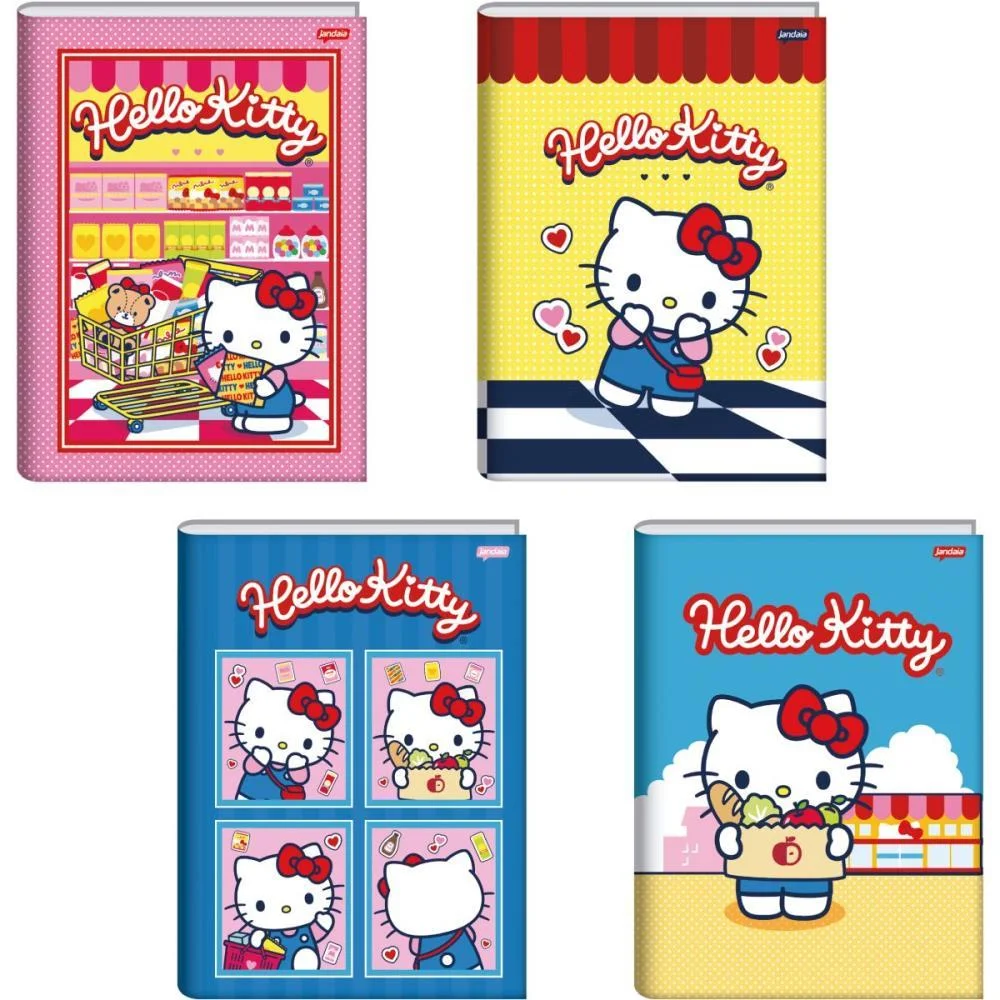 Caderno Brochura 1/4 Capa Dura Hello Kitty 80Fls. Jandaia (Pct.c/05)