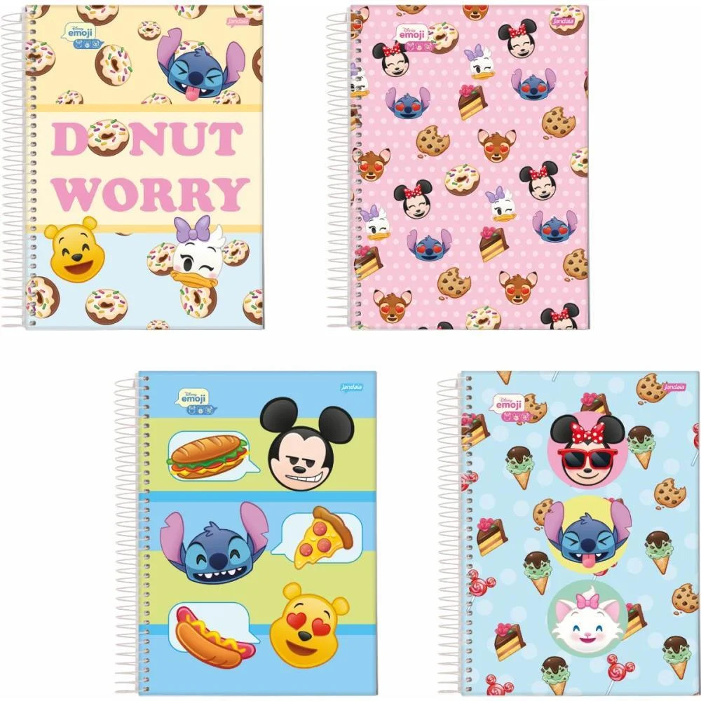 Caderno 01X1 Capa Dura Disney Emoji 80Fls. Jandaia (Pct.c/04)
