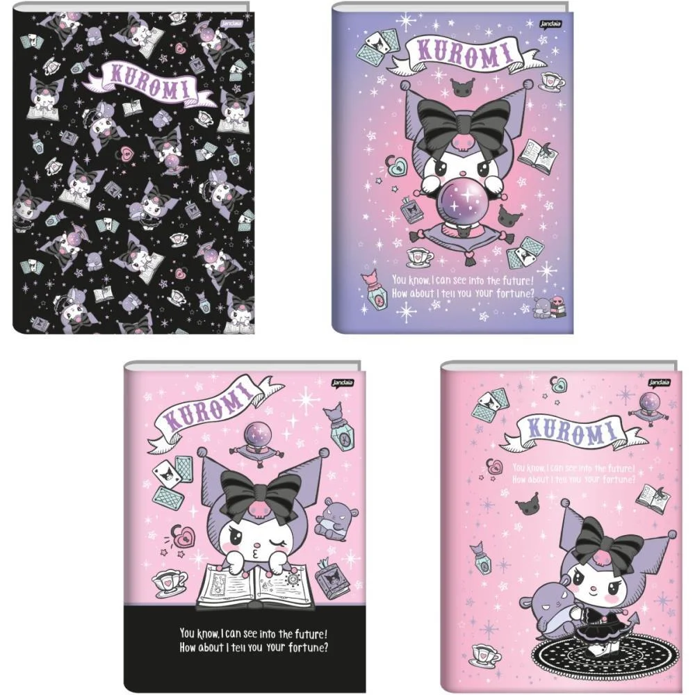 Caderno Brochura 1/4 Capa Dura Kuromi 80Fls. Jandaia (Pct.c/05)