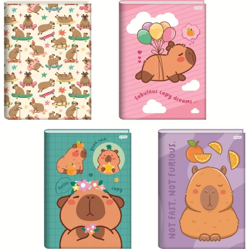 Caderno Brochura 1/4 Capa Dura Capyvibes 80Fls. Jandaia (Pct.c/05)