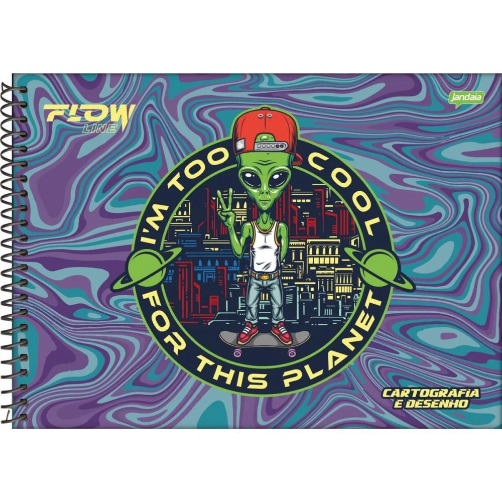 Caderno Desenho Univ Capa Dura Flow 80Fls. Jandaia (Pct.c/04)