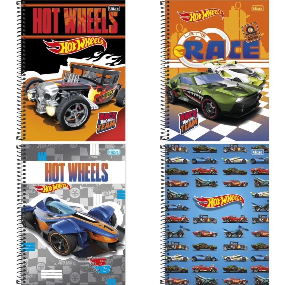 Caderno 01X1 Capa Dura Hot Wheels 80Fls Fit Tilibra (Pct.c/04)