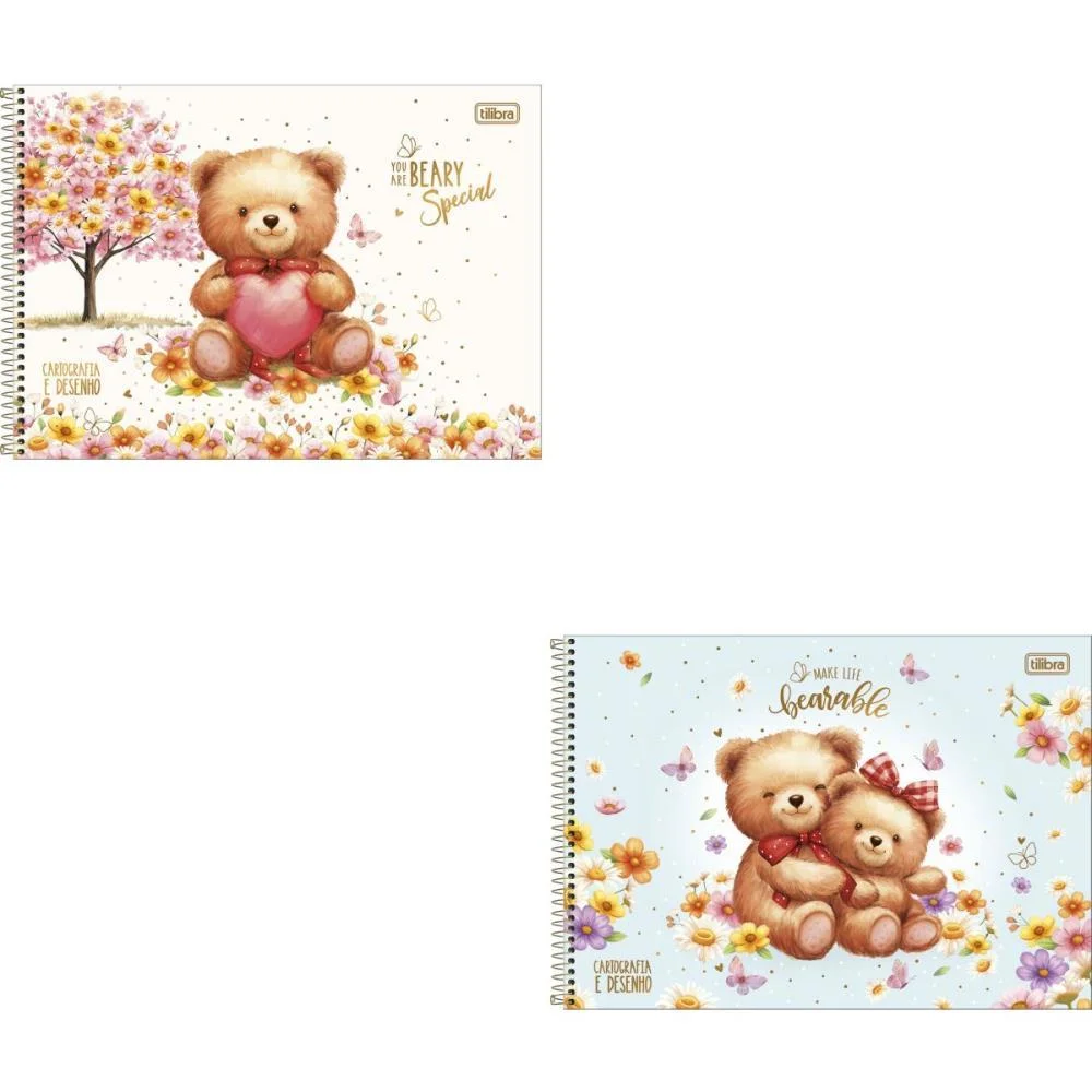 Caderno Desenho Univ Capa Dura Love Bears 80Fls Tilibra (Pct.c/04)