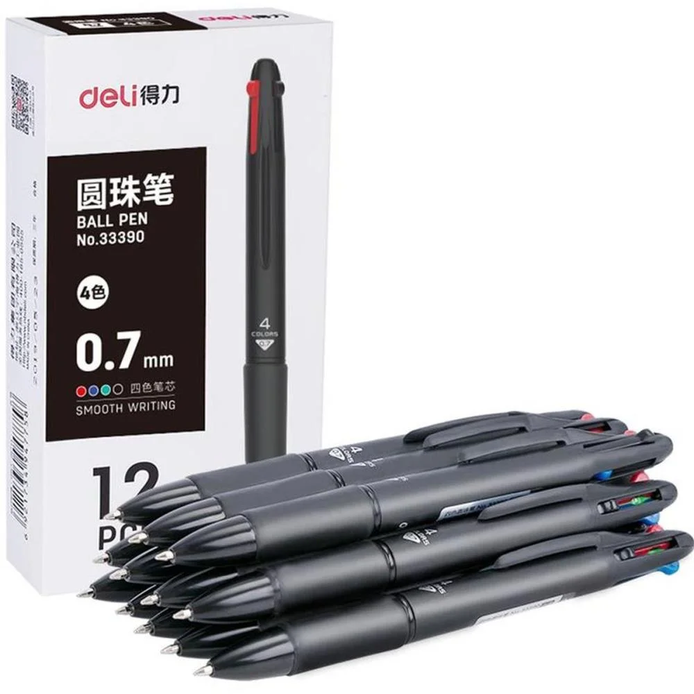 Caneta Esferografica Deli 4 Cores C/Grip Pt 0,7Mm Deli (Cx.c/12)