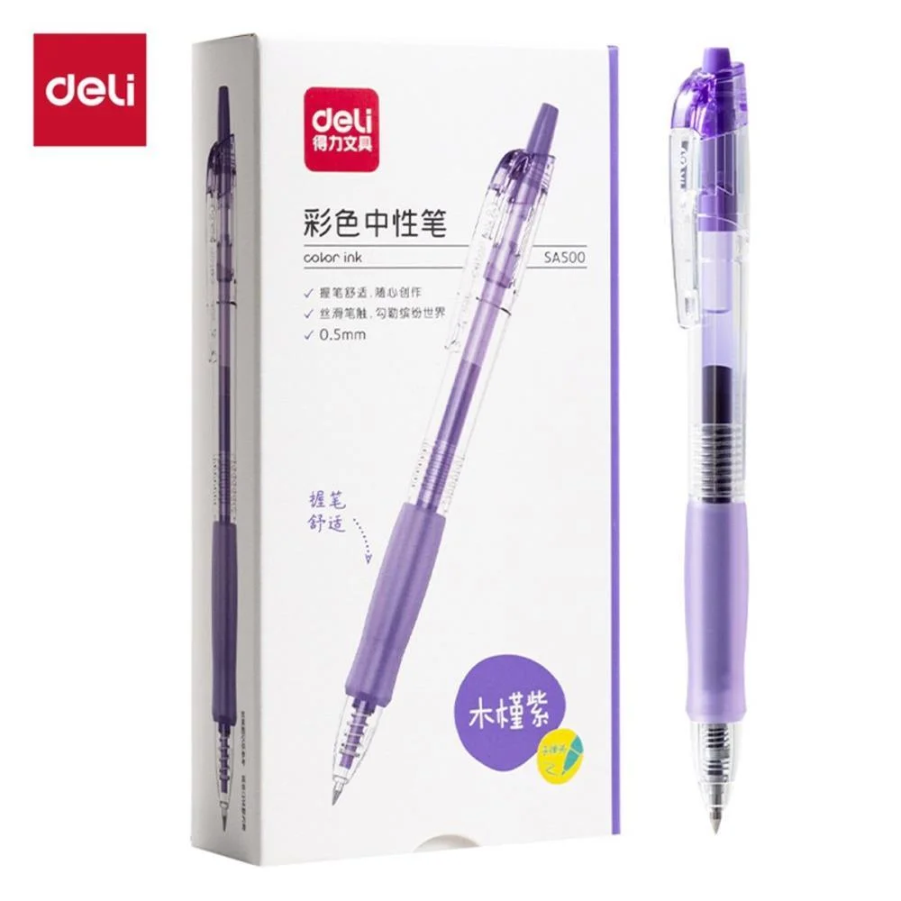 Caneta Gel Retratil C/Grip Roxa 0,5Mm Deli (Cx.c/12)