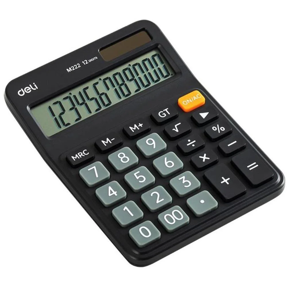 Calculadora De Mesa 12Dig. Preto Solar/Bateria Deli (Unidade)