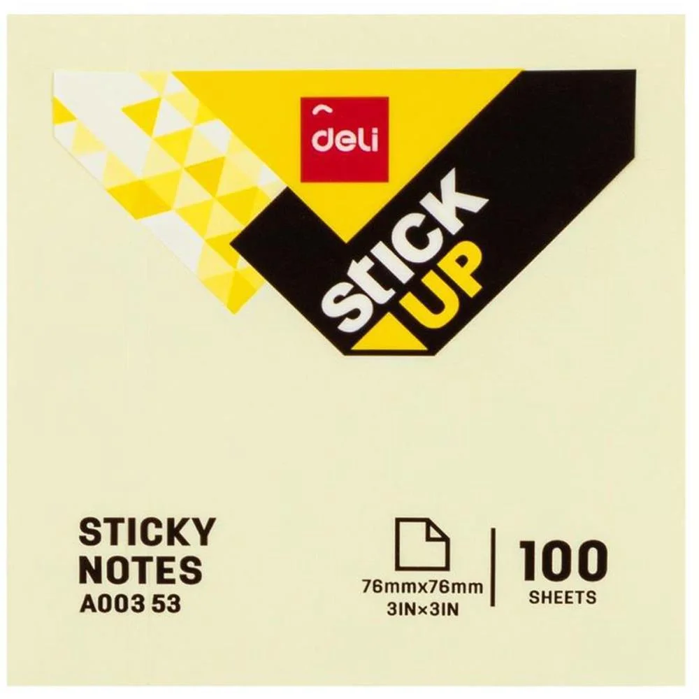 Bloco De Recado Autoadesivo 76X76Mm Amarelo 100Fls Deli (Unidade)