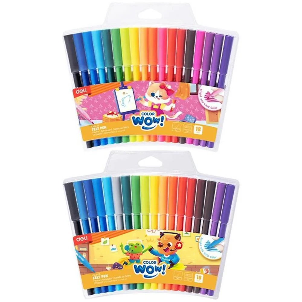 Caneta Hidrografica Color Wow Lavavel 18 Cores Deli (Estojo)