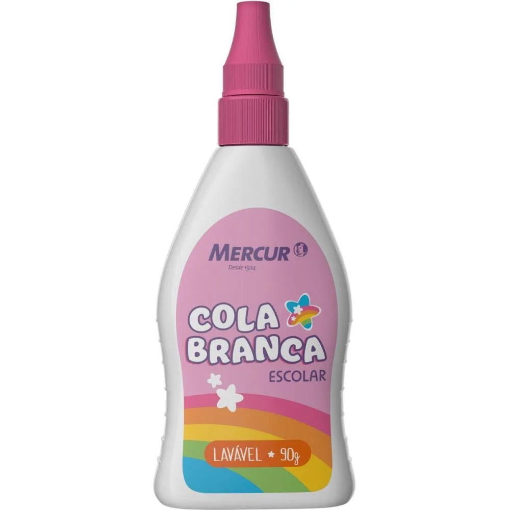 Cola Escolar 90G Branca Cores Magicas Mercur (Pct.c/06)
