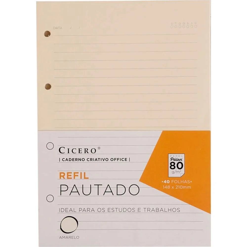 Caderno Criativo Refil Pautado 40F 80G 148X210M Cicero (Pacote)