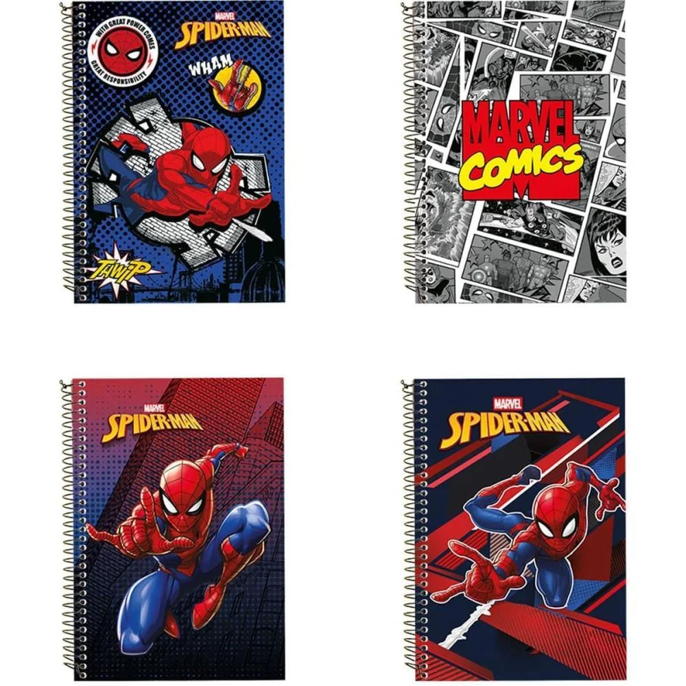 Caderno 10X1 Capa Dura Marvel 160Fls Culturama (Pct.c/03)