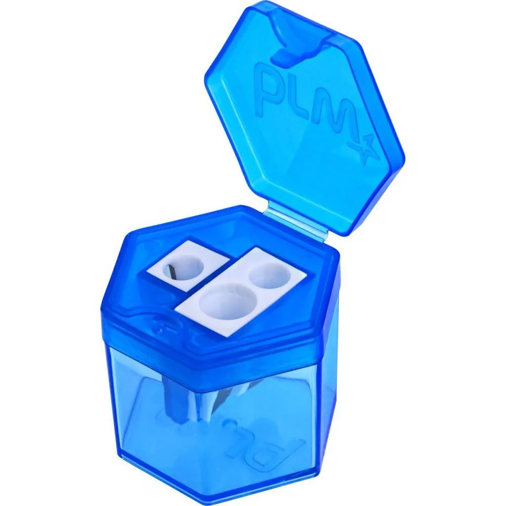 Apontador Com Deposito Triplo 3 Furos Plastico Cores Brw (Dp.c/12)