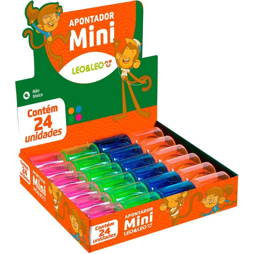 Apontador Com Deposito Mini Cores (S) Leonora (Dp.c/24)