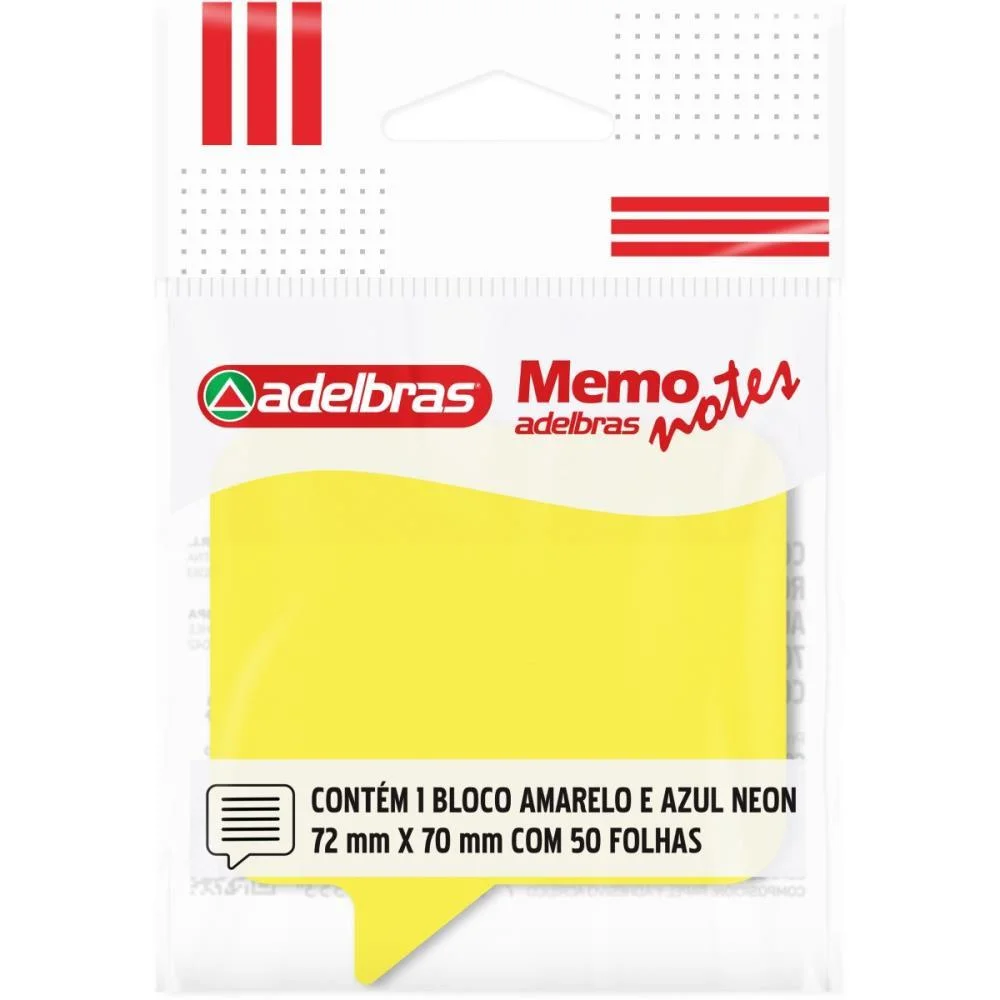 Bloco De Recado Autoadesivo Memonote Dialogo 72X70 Am/Az N Adelbras (Unidade)