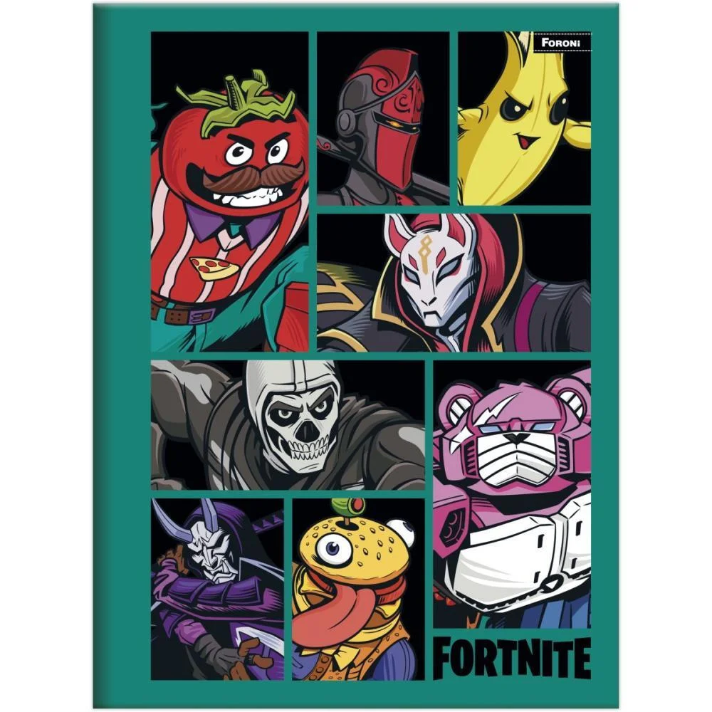 Caderno Brochura 1/4 Capa Dura Fortnite 80Fls Foroni (Pct.c/05)