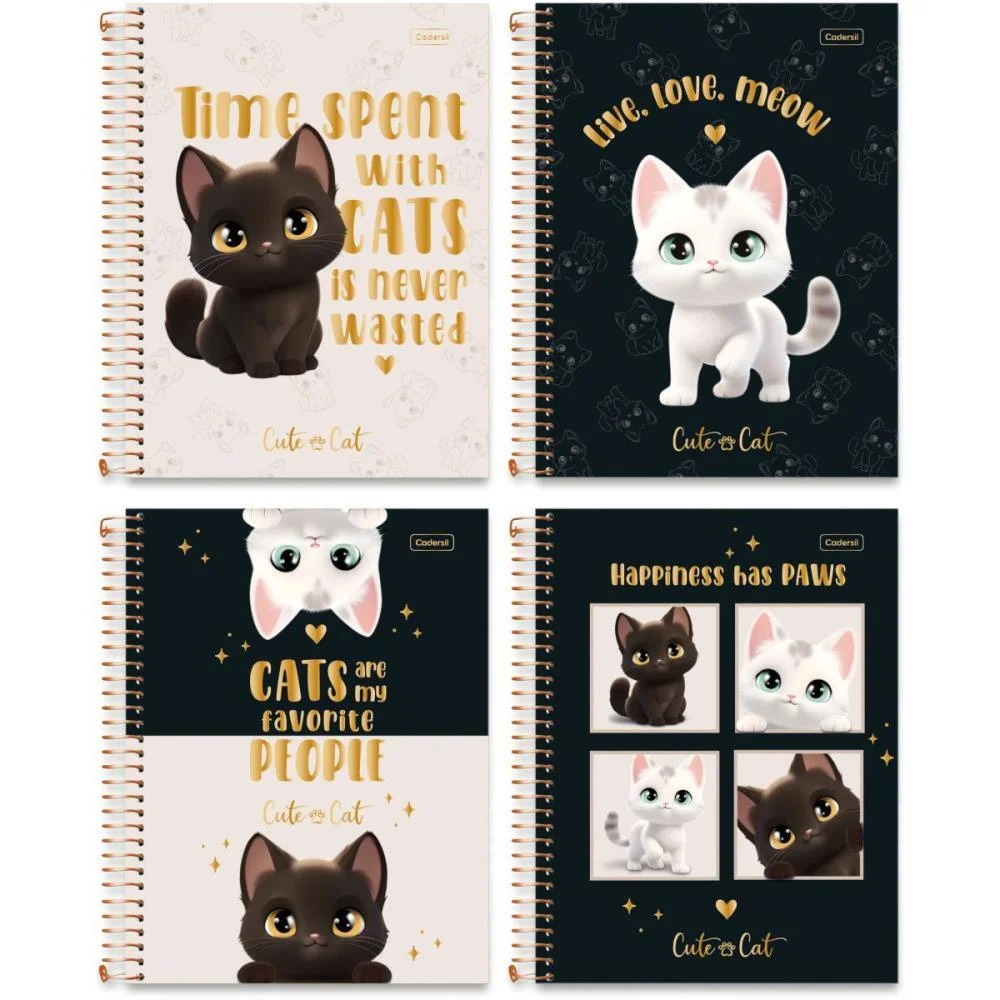 Caderno 10X1 Capa Dura Cute Cat 160Fls Cadersil (Pct.c/04)