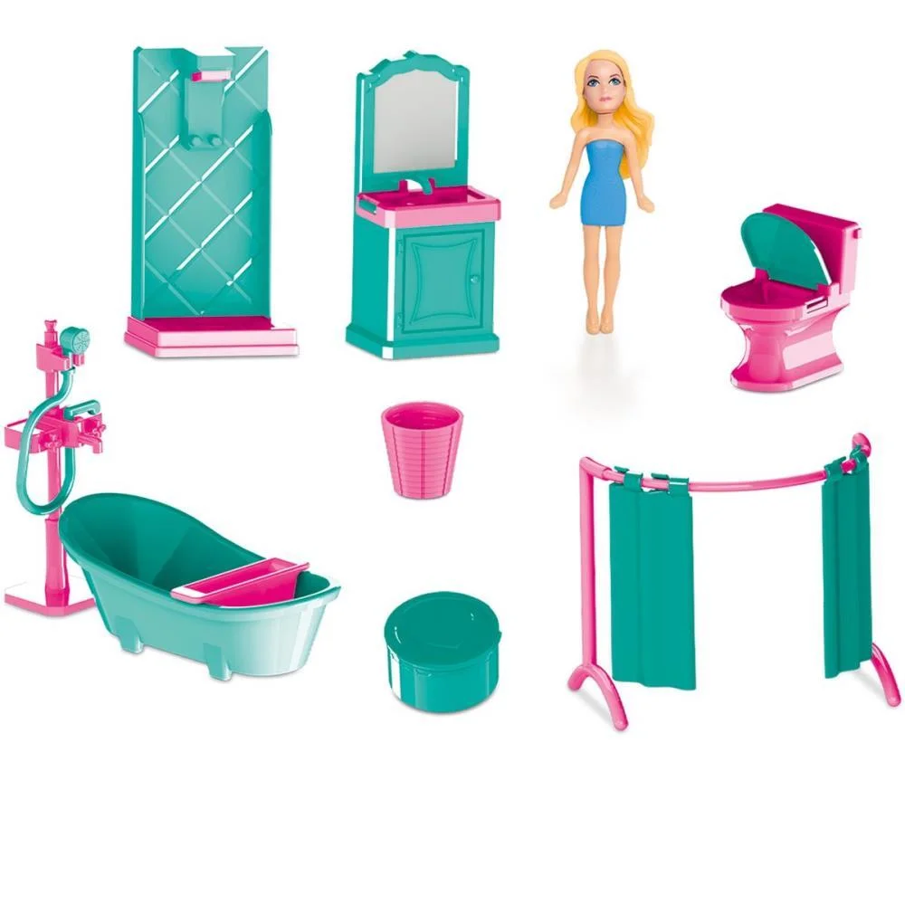 Casinha De Boneca Colecao Judy Banheiro C/Boneca Samba Toys (Unidade)
