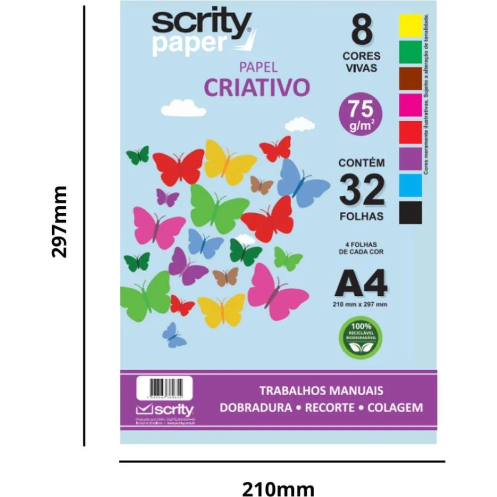 Bloco Para Educacao Artistica Color Set 8 Cores 110G 24Fls Scrity (Pacote)