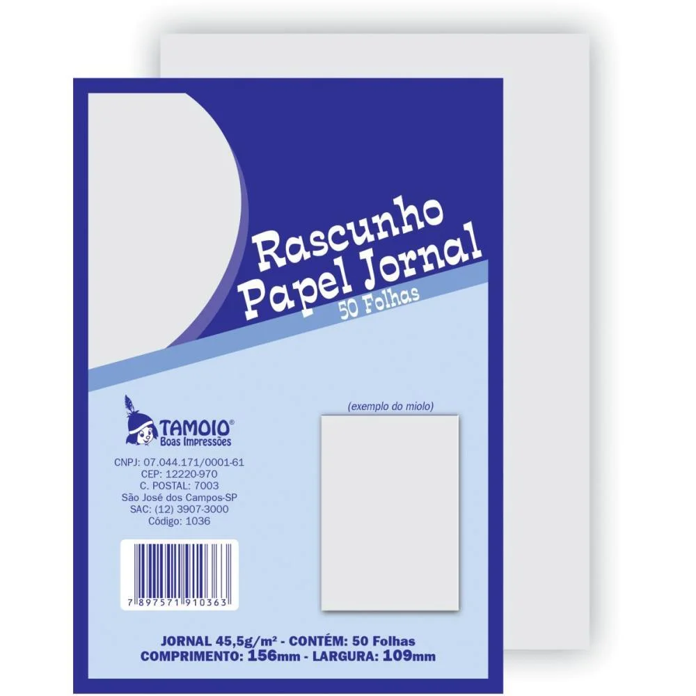 Bloco Para Rascunho Jornal 1/36 50Fls Tamoio (Pct.c/05)