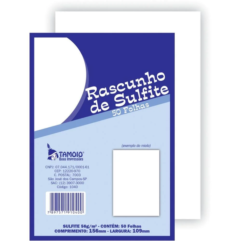 Bloco Para Rascunho Sulfite 1/36 50Fls Tamoio (Pct.c/05)