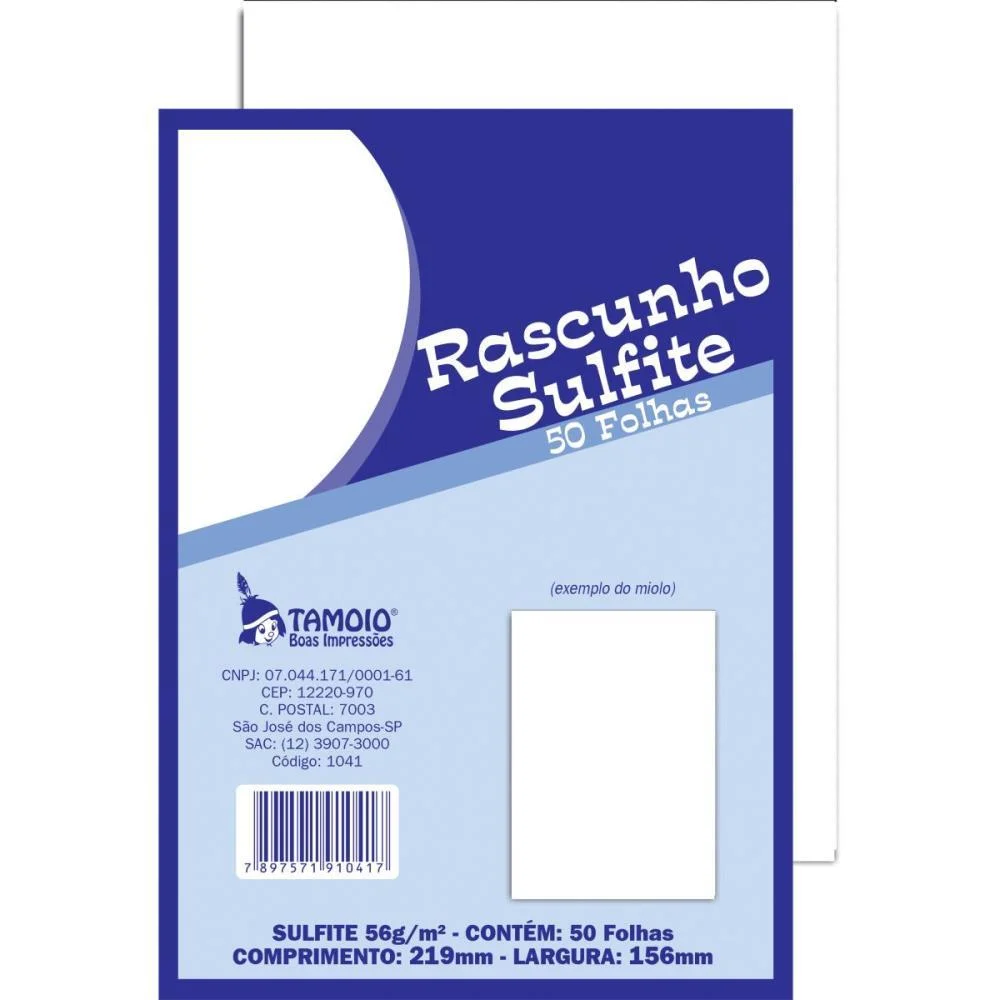Bloco Para Rascunho Sulfite 1/18 50Fls Tamoio (Pct.c/05)