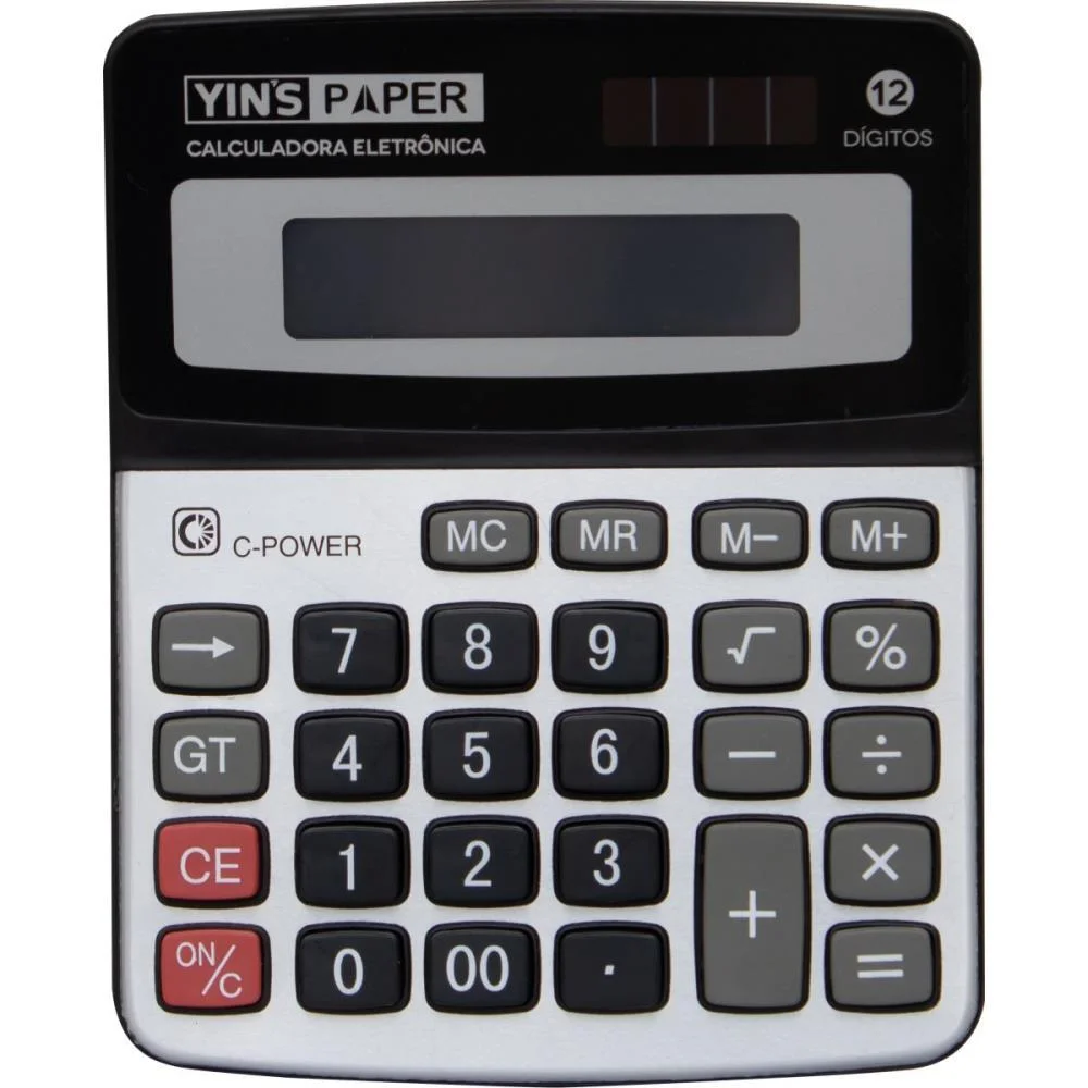 Calculadora De Mesa 12 Digitos Com Som Prata Yins (Unidade)