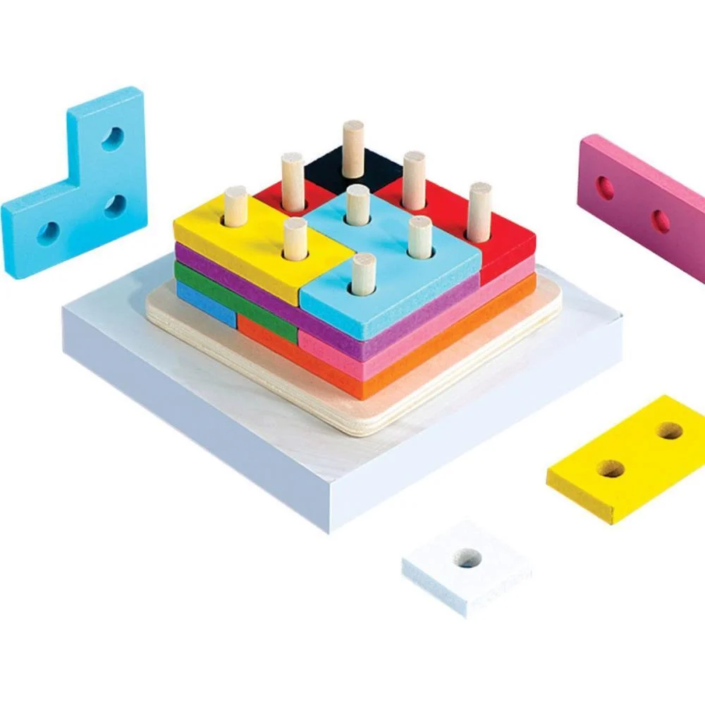 Brinquedo Pedagogico Madeira Encaixe Formas/Cores Tetris Toy Mix (Unidade)