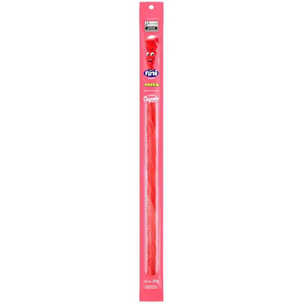 Doce Tubes Morango 27G Gigante Fini (Cx.c/24)