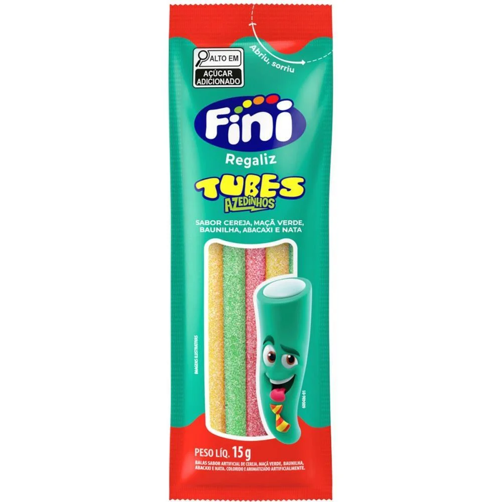 Doce Tubes Tres Cores Azedinho 15G. Fini (Dp.c/12)