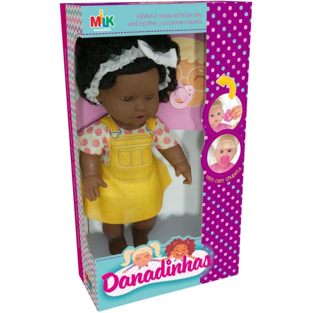 Boneca Danadinha Negra 33Cm Milk (Unidade)
