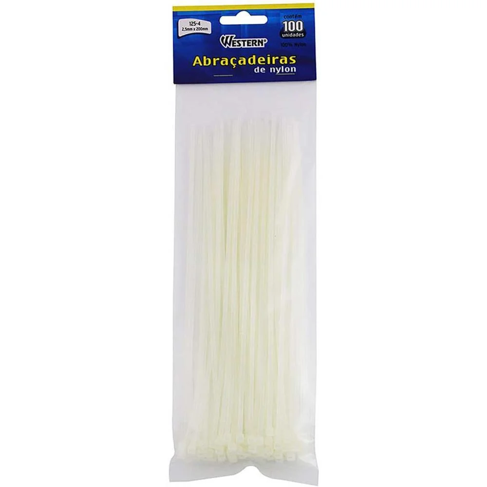 Abracadeira Nylon Branca 2,5X200Mm Western (Pct.c/100)