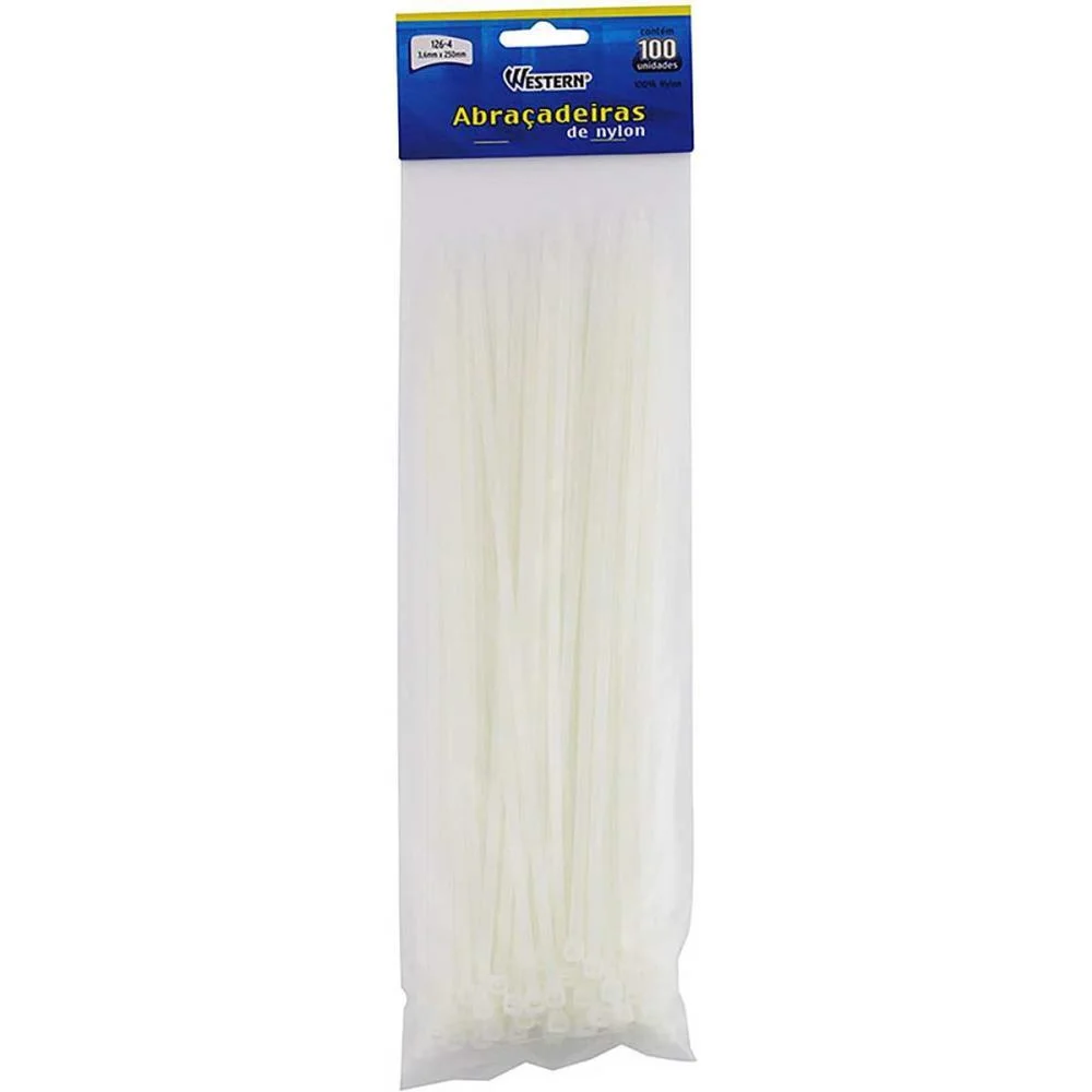 Abracadeira Nylon Branca 3,6X250Mm Western (Pct.c/100)