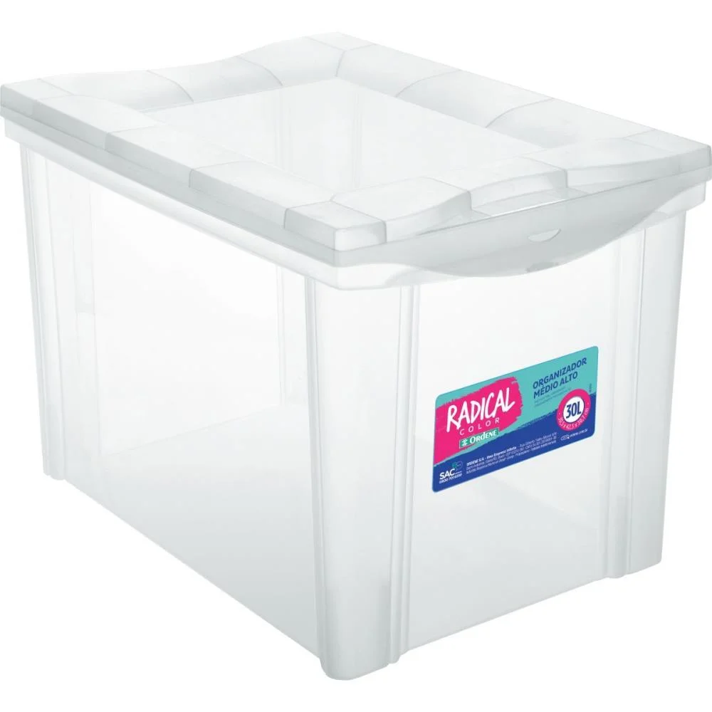Caixa Plastica Multiuso Cristal 30L 30,5X30X42,5 Medio Ordene (Unidade)