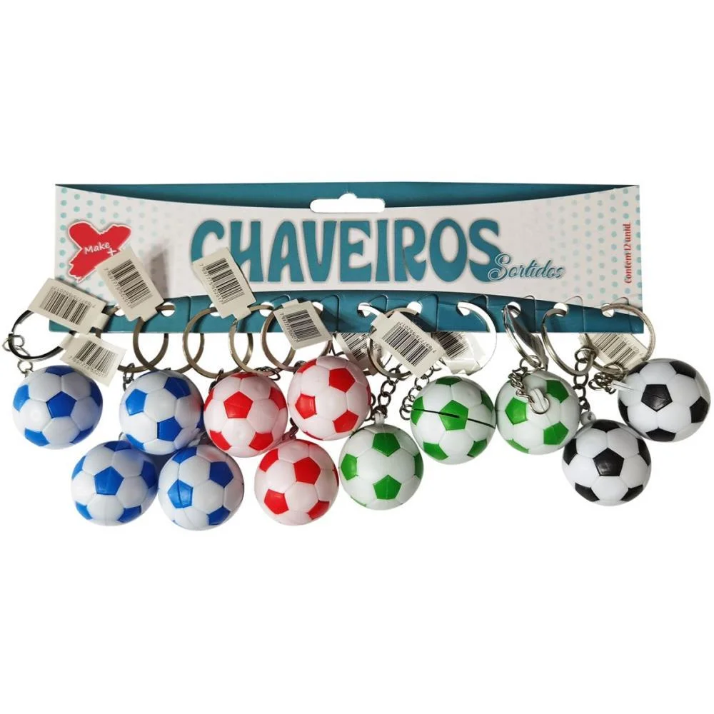 Chaveiro Bola Futebol 3,5Cm Make+ (Bl.c/12)