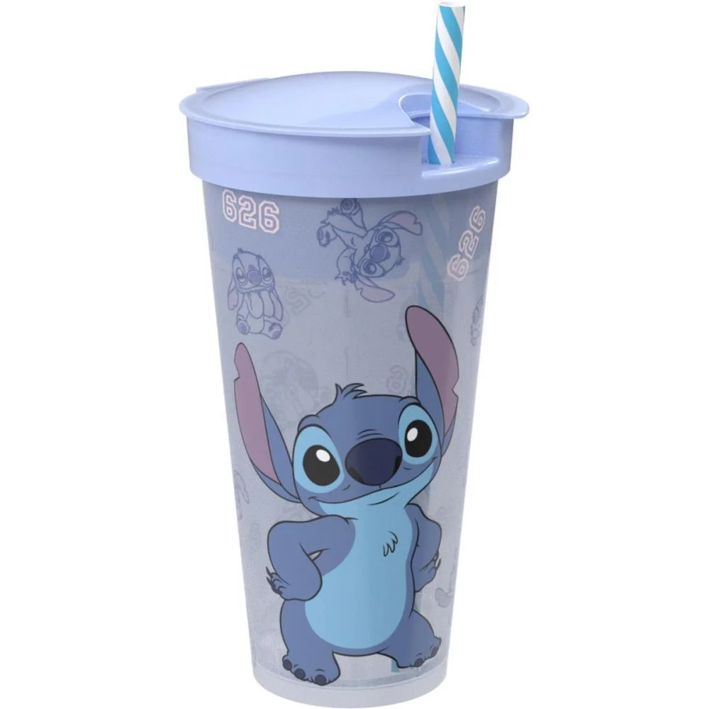 Copo Decorado Stitch 2 Em 1 540Ml Plasutil (Unidade)