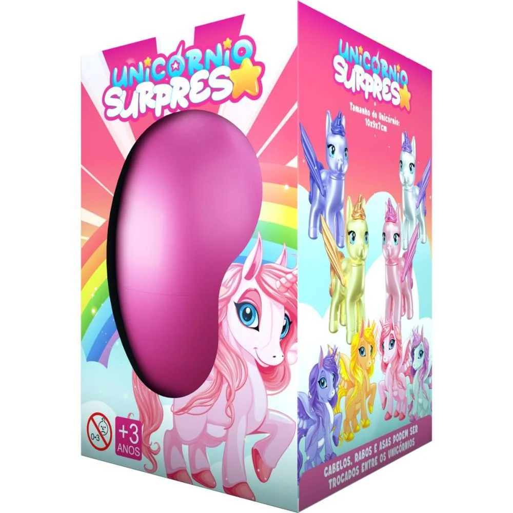 Brinquedo Para Montar Ovo Surpresa Unicornio Brilha Ggb Plast (Dp.c/08)