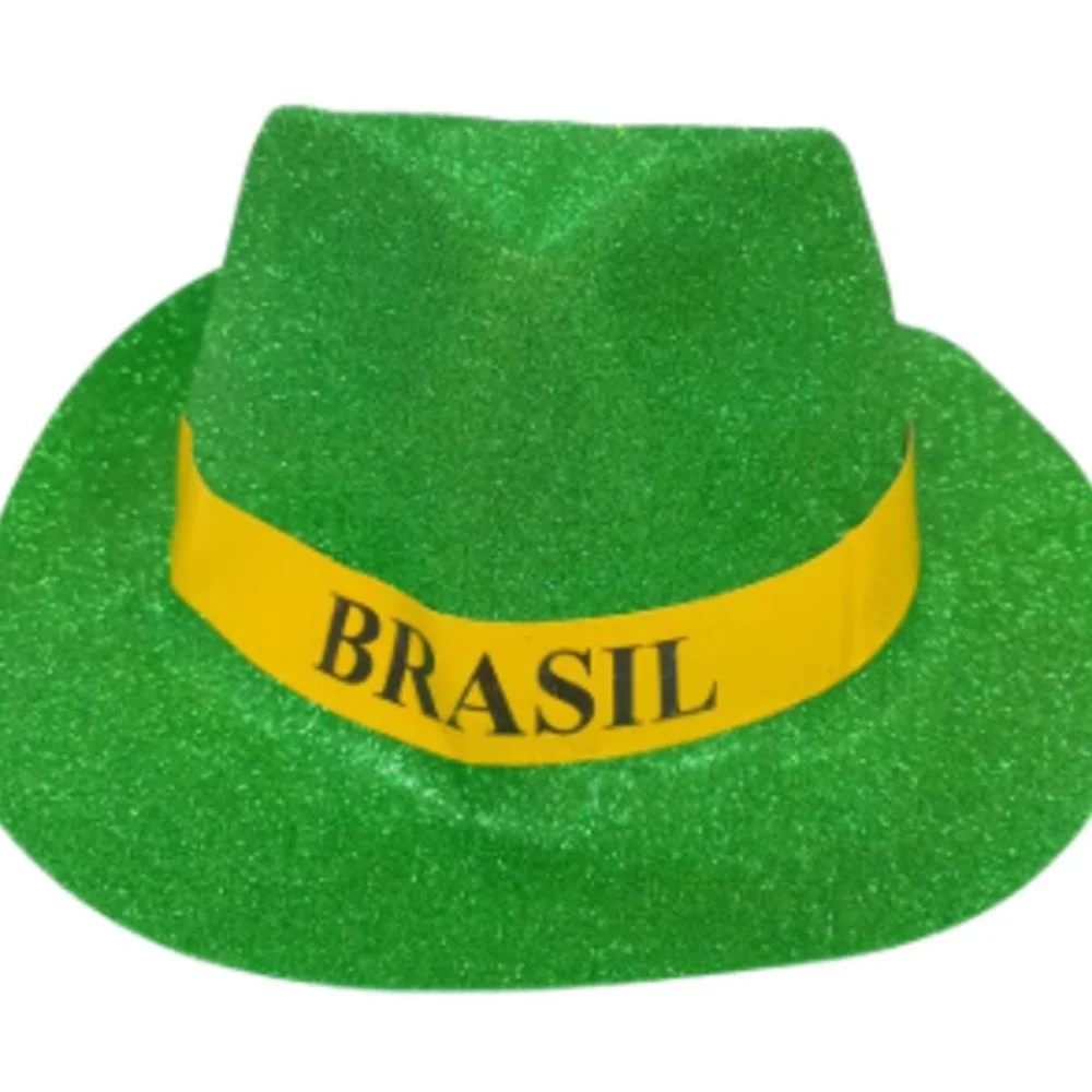Copa Do Mundo Chapeu Brasil Plast.c/Glitt(S) Nyr Festas (Pct.c/12)