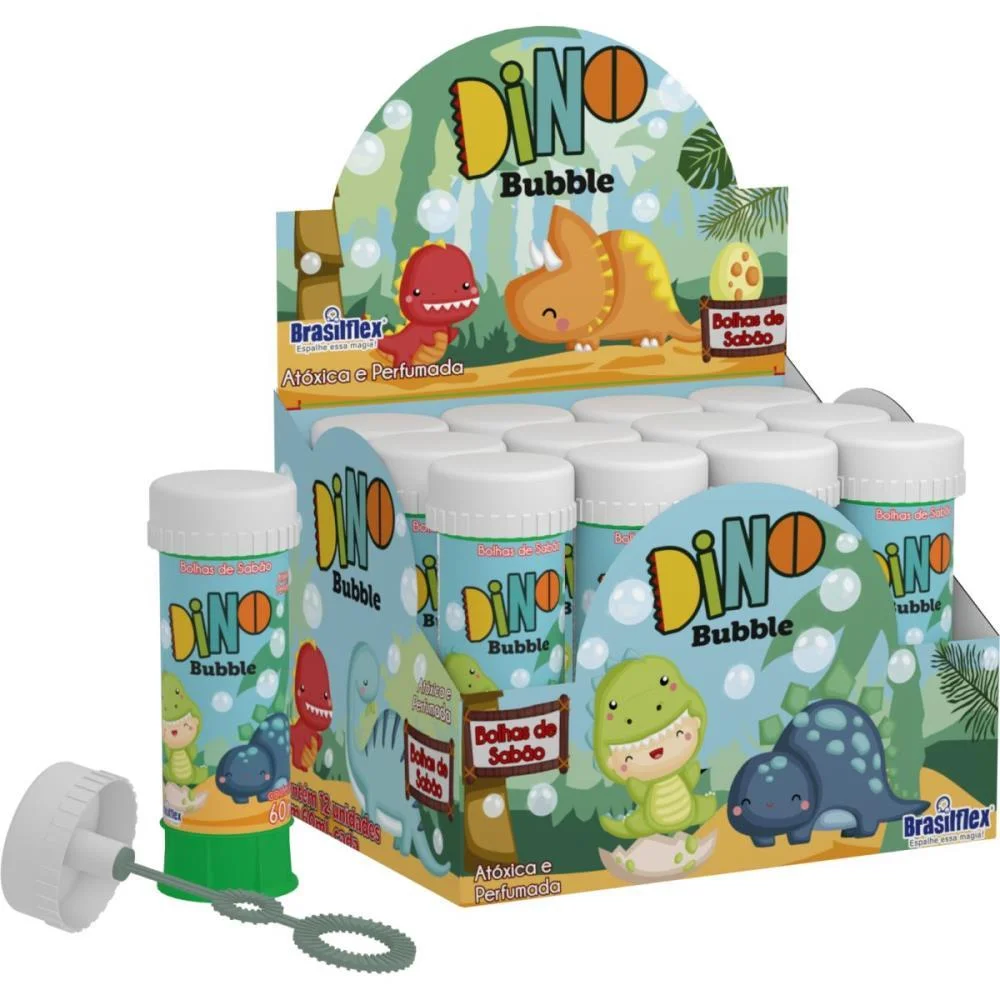 Bolha De Sabao Dino Bubble 60Ml Brasilflex (Cx.c/12)