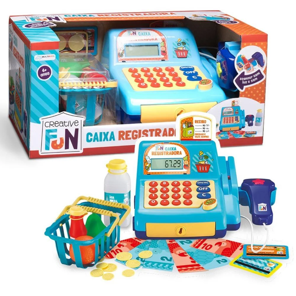 Brincando De Profissoes Caixa Registradora Azul Multikids (Unidade)