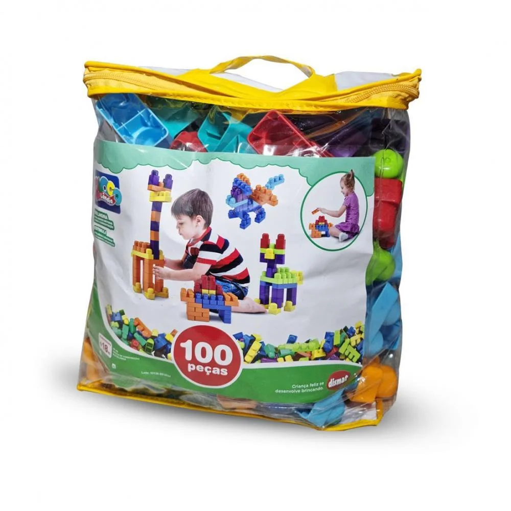 Brinquedo Para Montar Sacola Blocolandia 100 Pcs Dismat (Unidade)