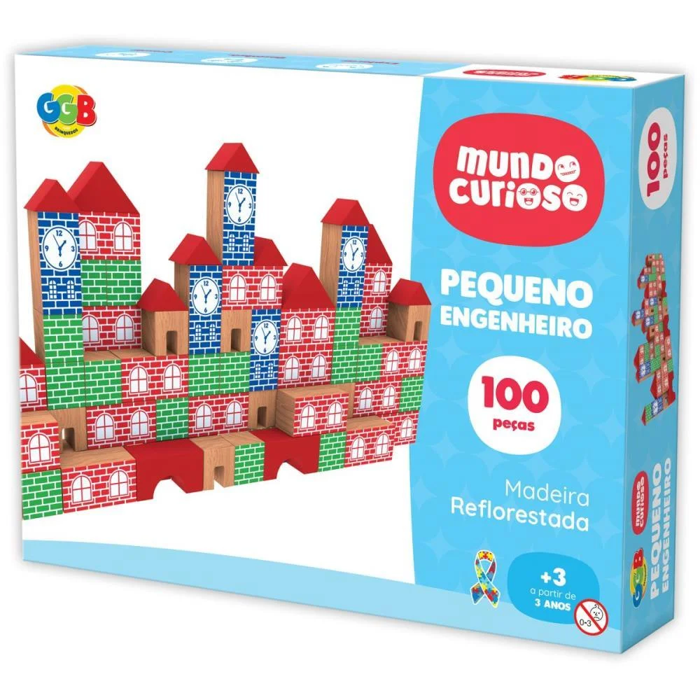 Brinquedo Pedagogico Madeira Pequeno Engenheiro 100Pcs Ggb Plast (Unidade)