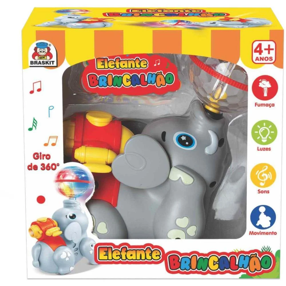 Brinquedo Para Bebe Elefante Brincalhao C/Luzes Braskit (Unidade)