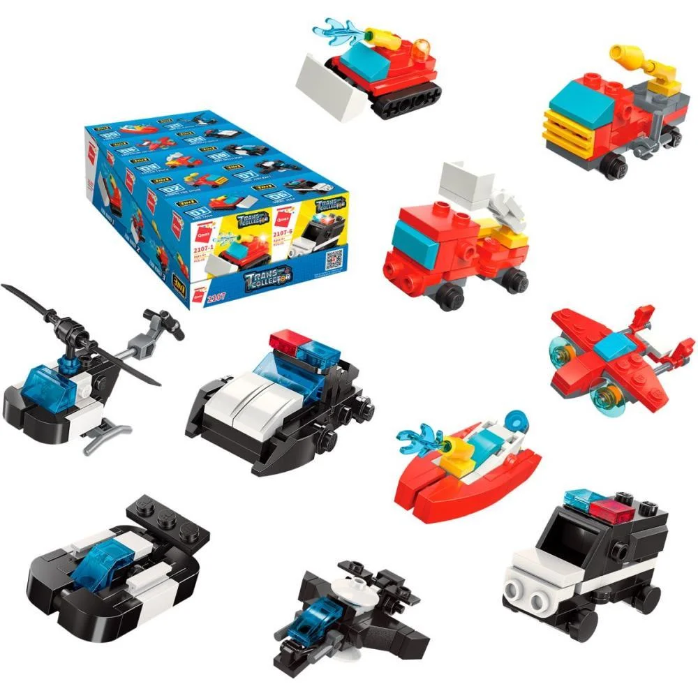 Brinquedo Para Montar Set Bombeiro E Policia 3Em1(S) Keepplay (Dp.c/10)