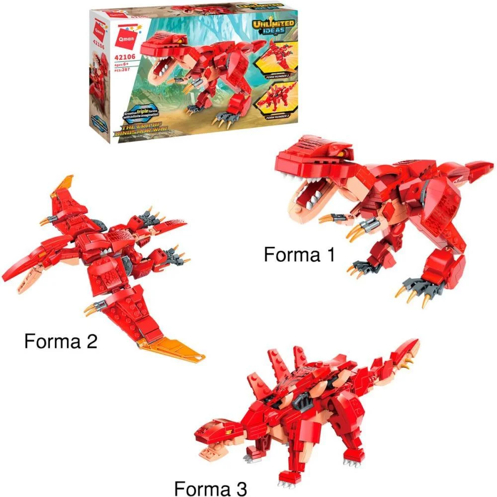 Brinquedo Para Montar Combo Dinossauros 287Pcs Vm. Keepplay (Unidade)