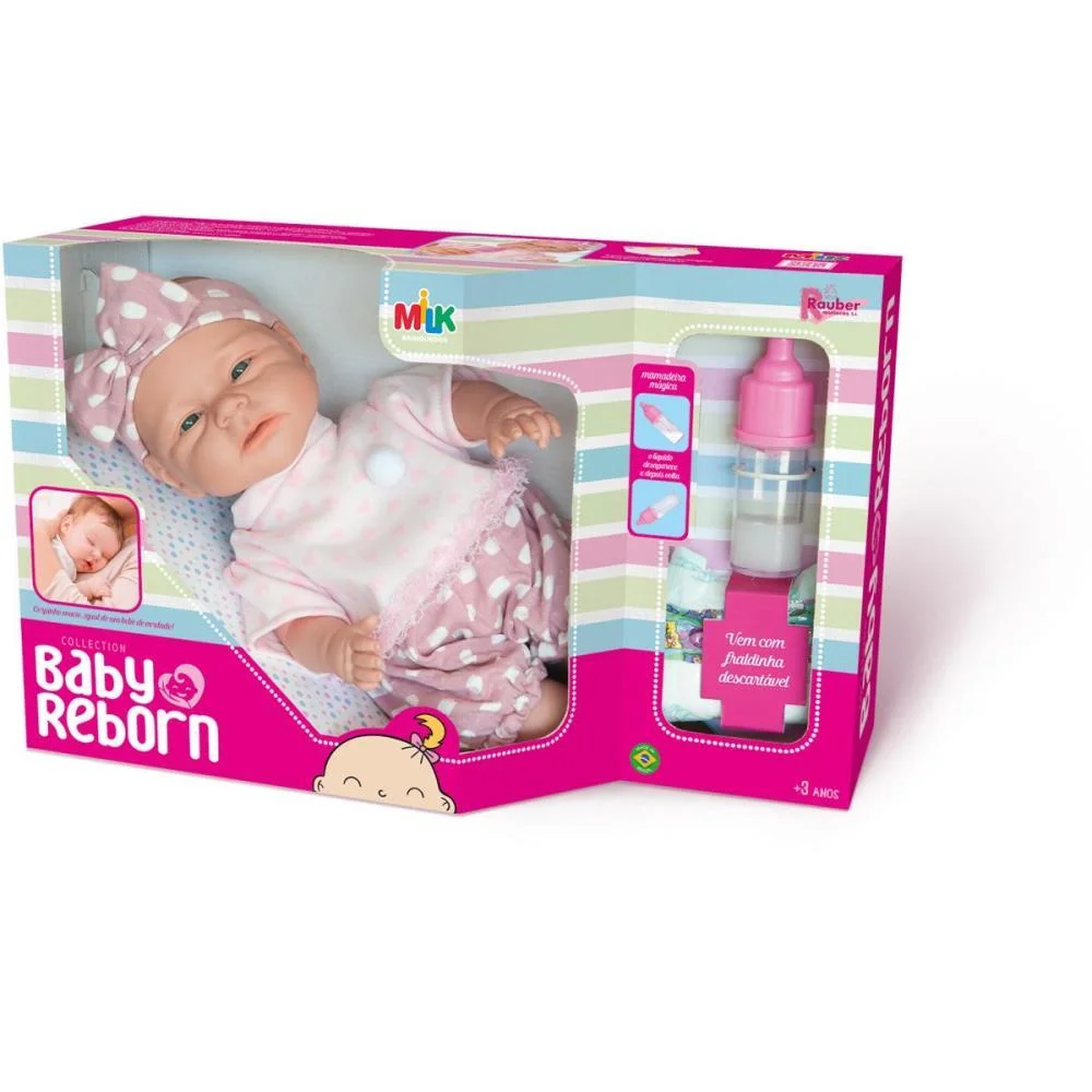 Boneca Bebe Reborn 34Cm C/Acessorios Milk (Unidade)